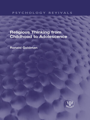 cover image of Religious Thinking from Childhood to Adolescence